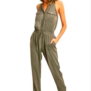 DressForum Olive Green Sleeveless Jumpsuit Size Large